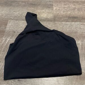 Alphalete Black Cut Out One Shoulder Longline Sports Bra Top